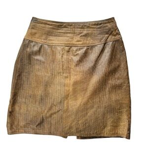 Winlet Vintage Brown Genuine Leather Mini Skirt